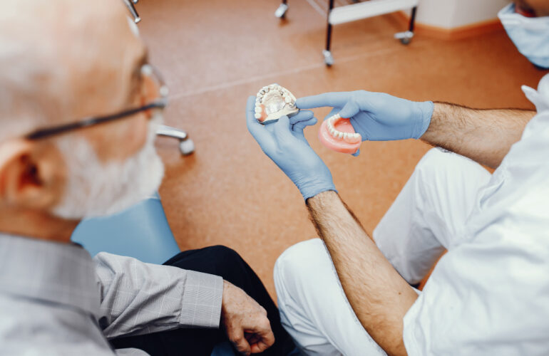 old man sitting dentist s office