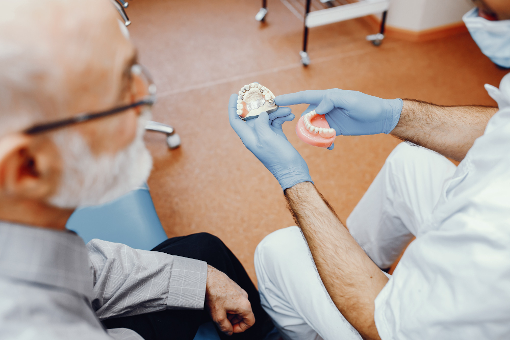 old man sitting dentist s office